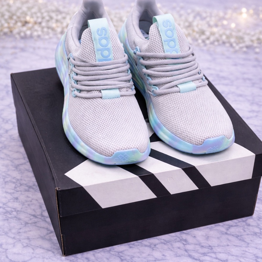Adidas Cloudfoam Sneakers Gray Mint Youth 4 Women’s 6 NIB